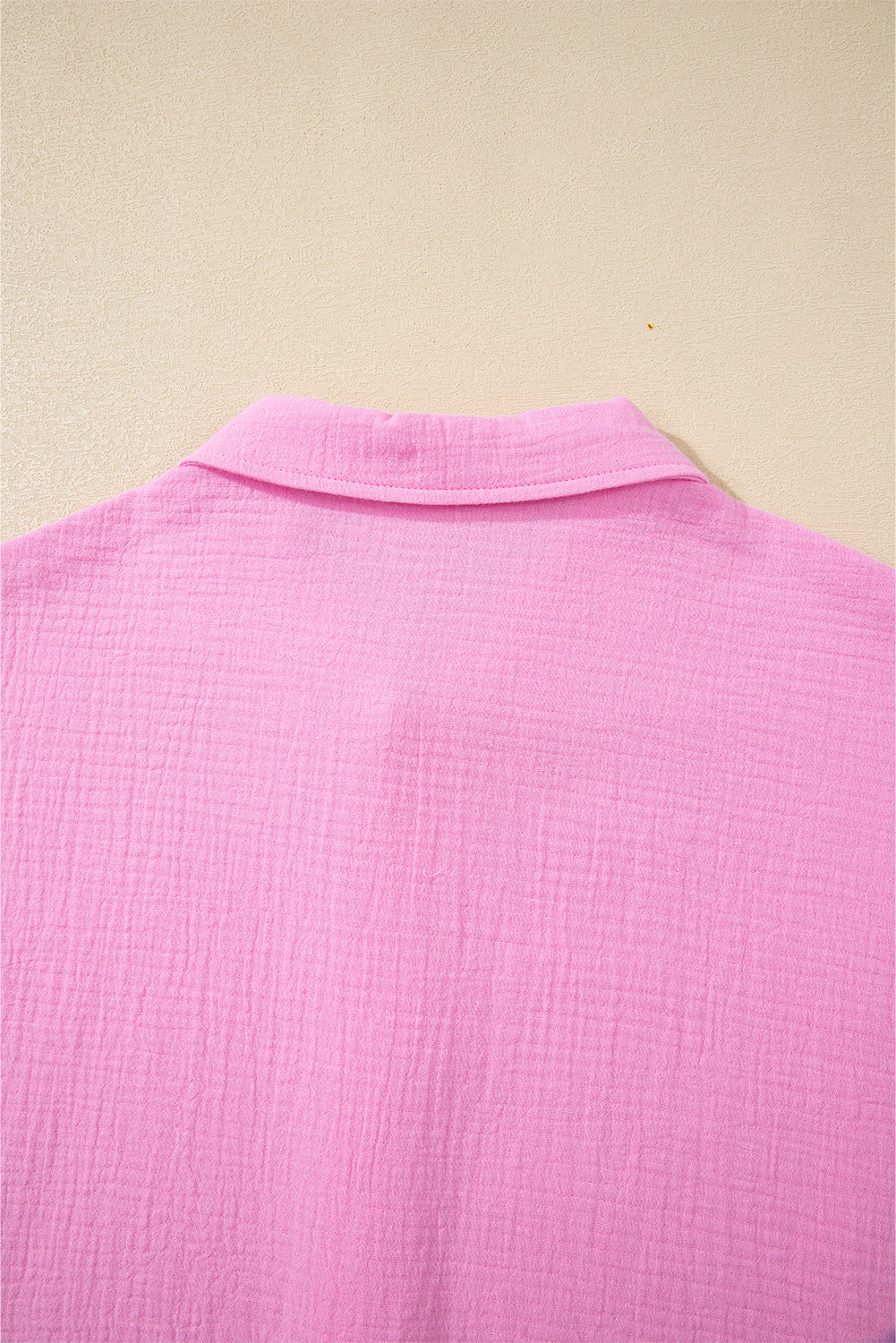 Bonbon Mineral Wash Textured Ruffle Trim Short Sleeve Top