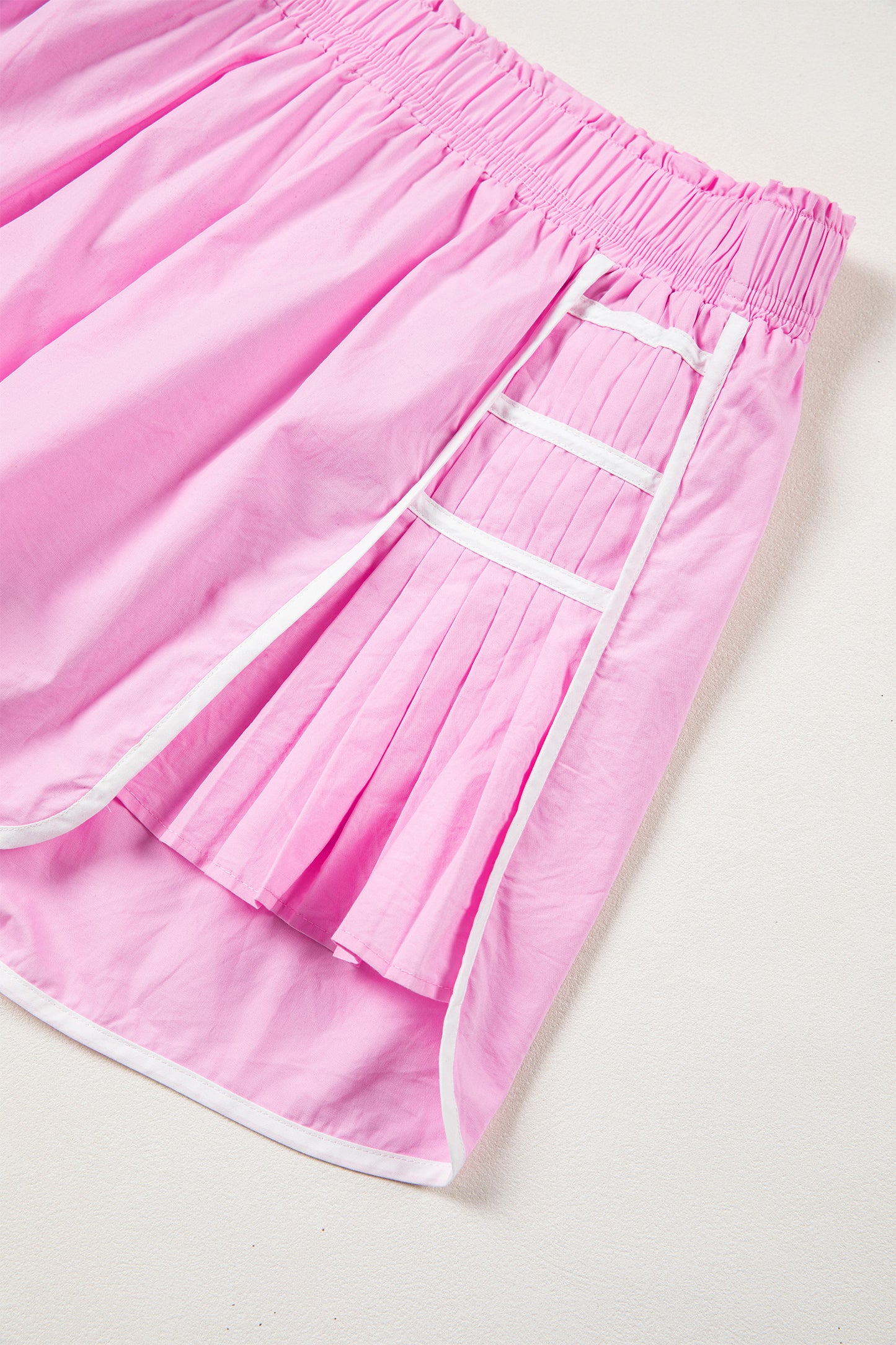 Lavendar Lane Clothing casual shorts with pleated design, contrast trim, perfect for active and casual wear, shown in the image.