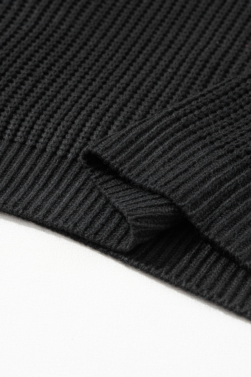 Black Cable Knit Sleeve Drop Shoulder Sweater