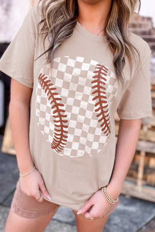 Lavendar Lane Clothing Jet Stream checkered baseball graphic tee featuring bold black and white pattern and sporty design.