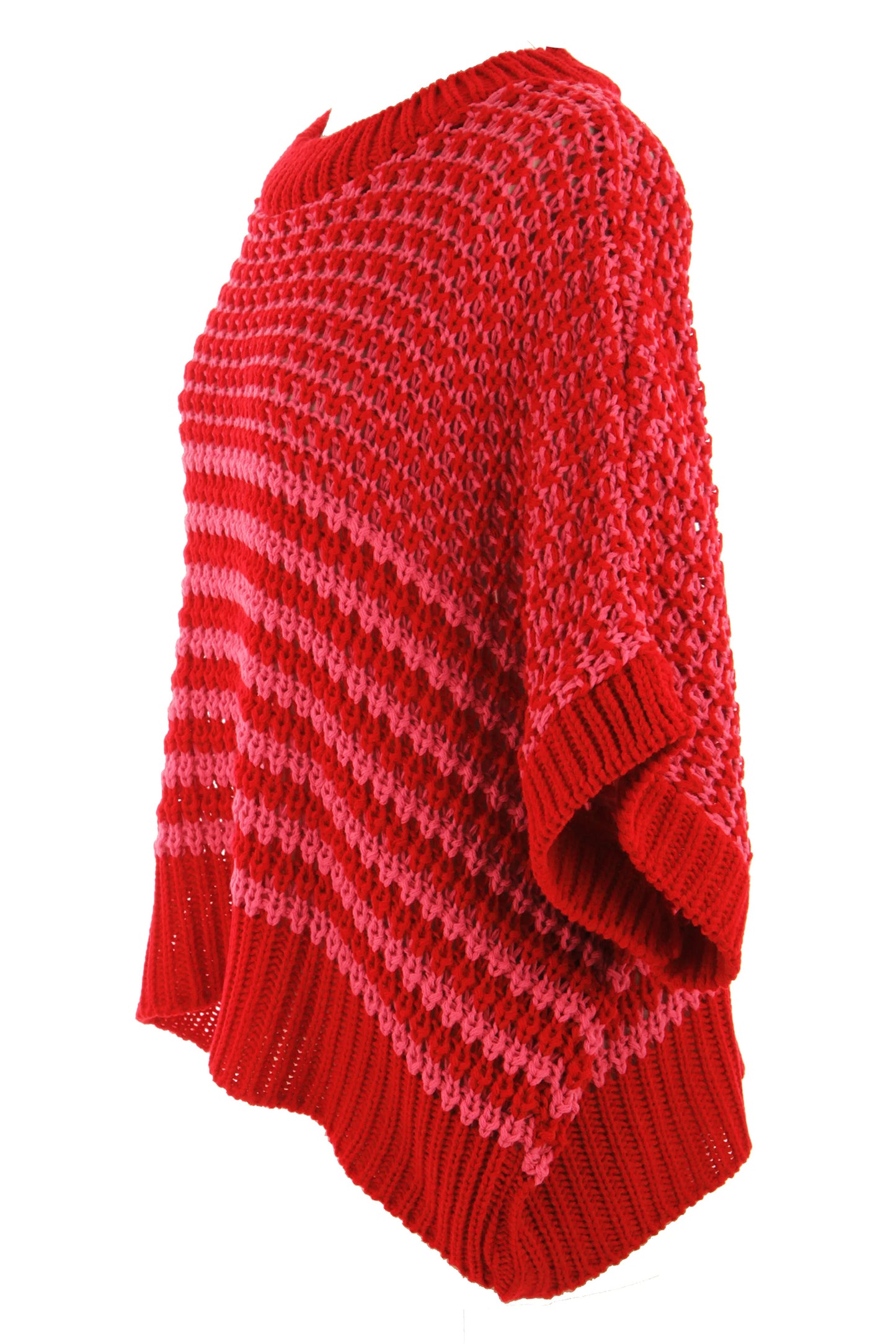 Lavendar Lane Clothing red striped 3/4 draped sleeve slouchy sweater, cozy and stylish casual knitwear for women.
