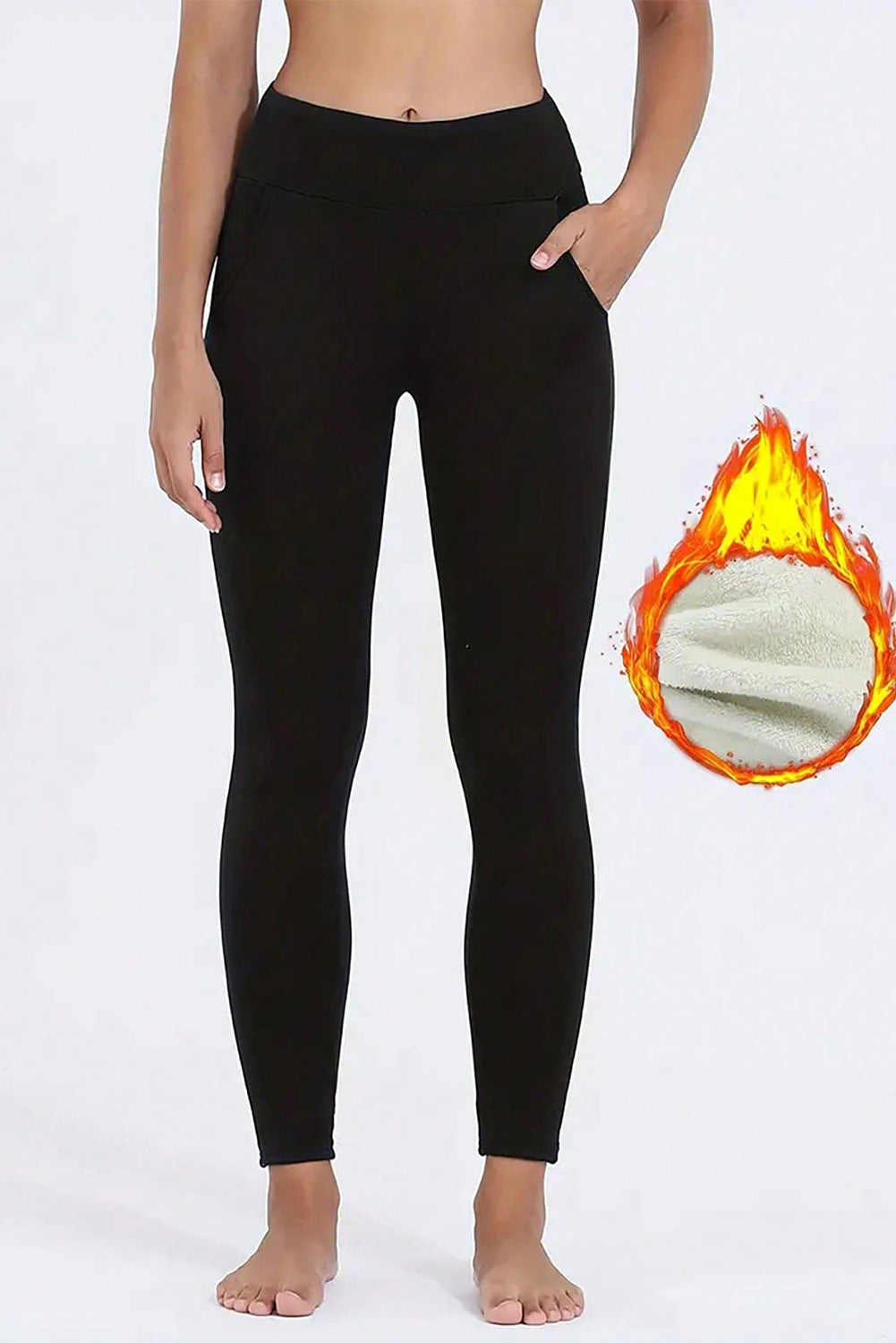 Black Fleece Lined Thermal Leggings