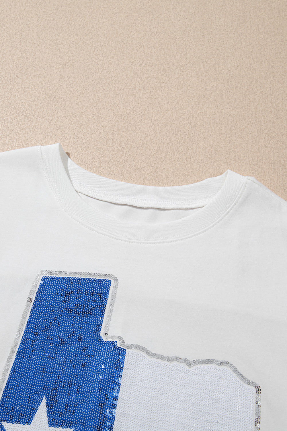 White Sequined Texas Graphic Plus Size Top