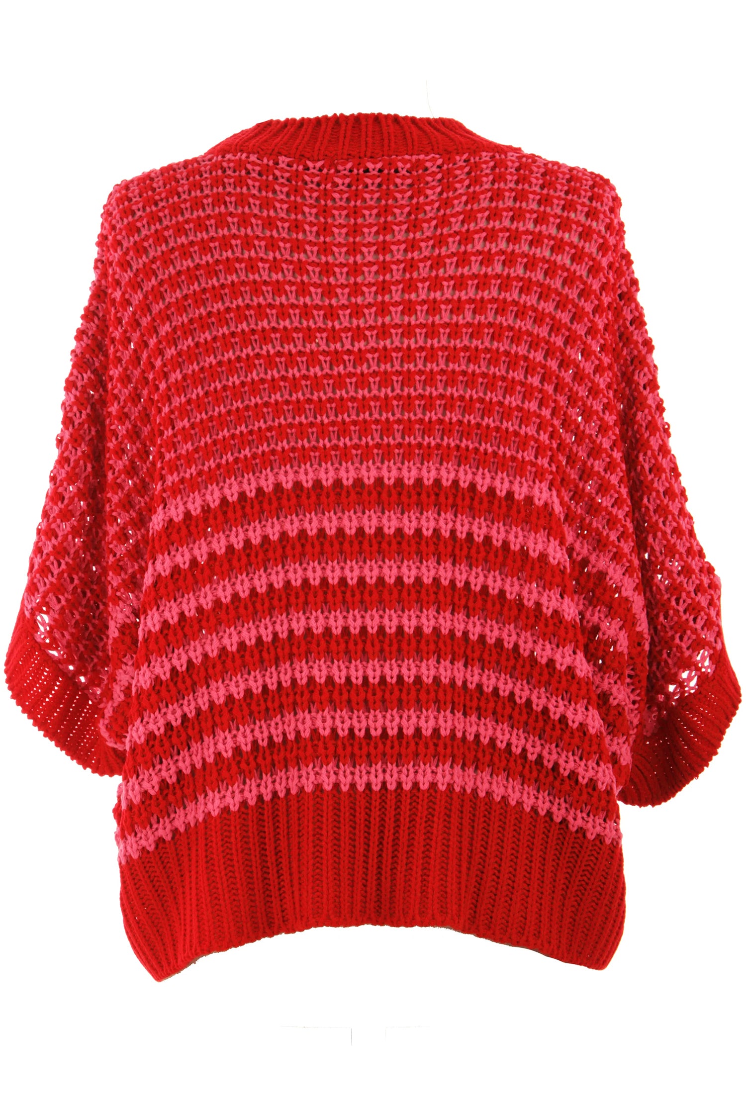 Lavendar Lane Clothing red stripe 3/4 draped sleeve slouchy sweater, casual short sleeve knit for comfortable style