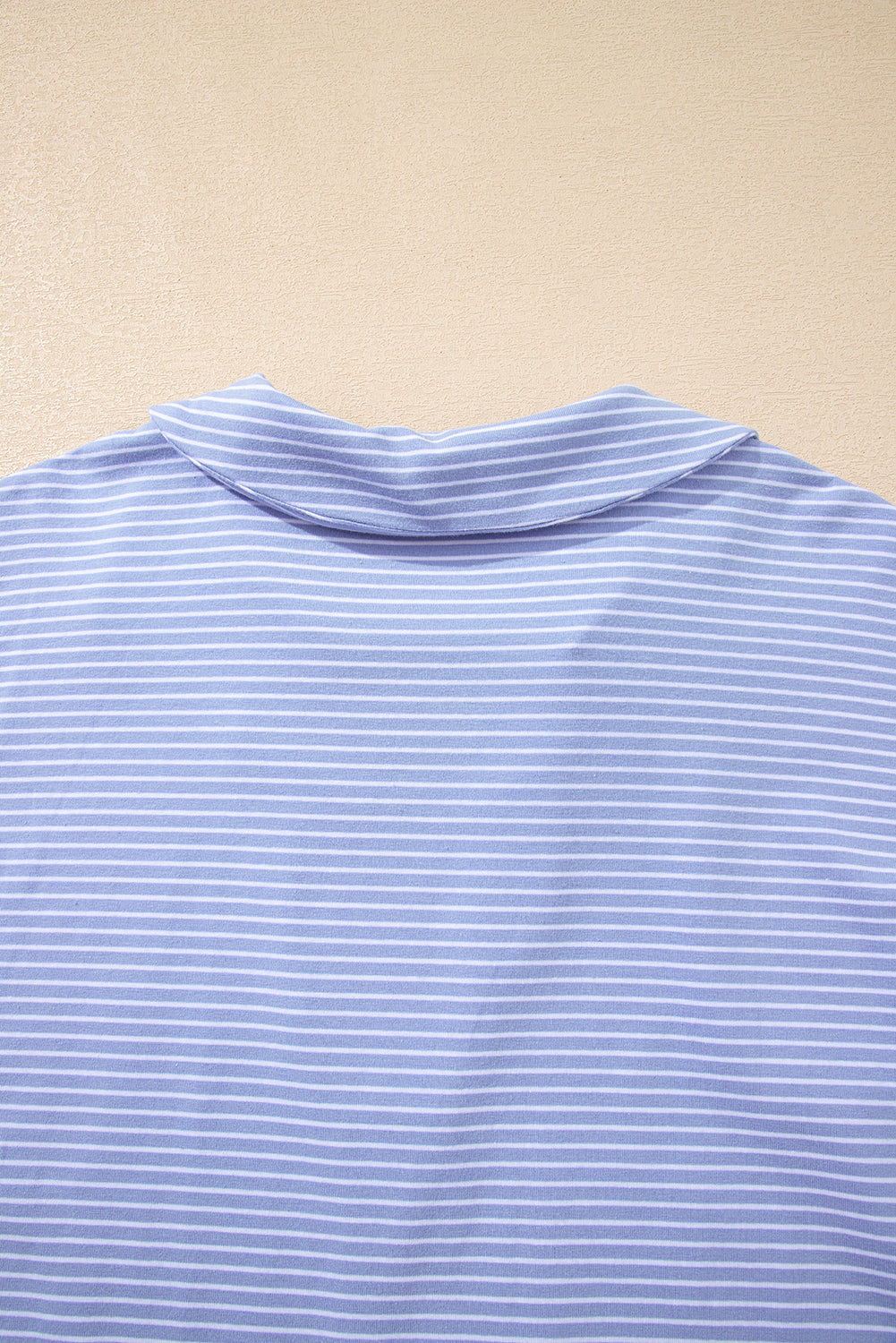 Sky blue stripe dolman sleeve polo shirt and drawstring shorts set by Lavender Lane Clothing, casual two-piece outfit for warm weather.