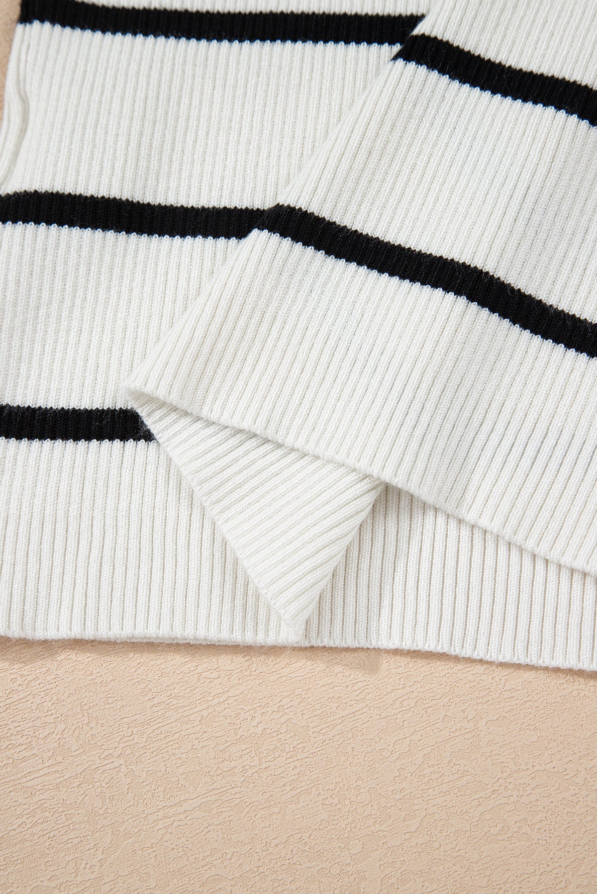 Black Striped Scalloped Edge U Neck Sleeveless Sweater Vest - Lavendar Lane Clothing