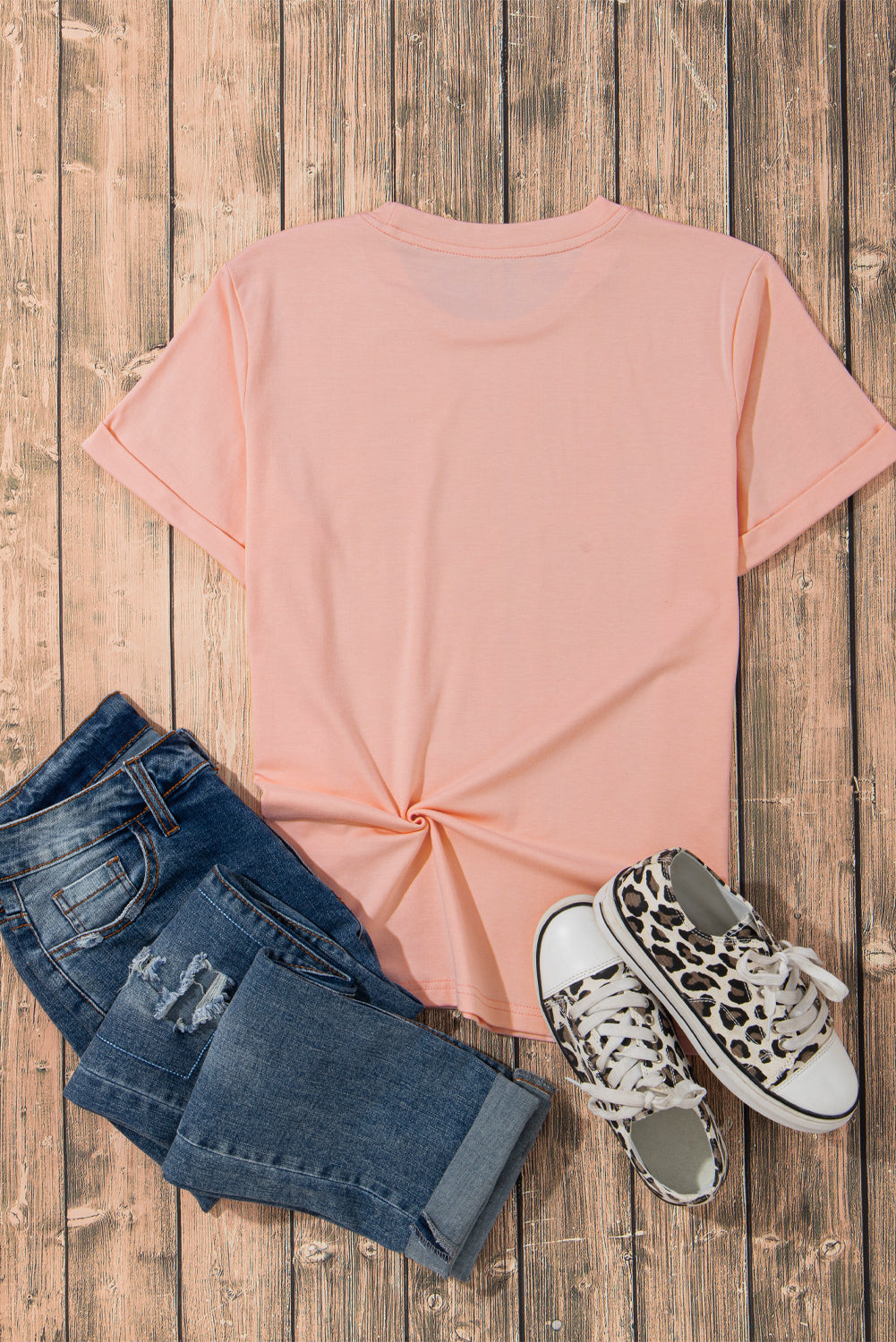 Pink Casual Plain Crew Neck Top