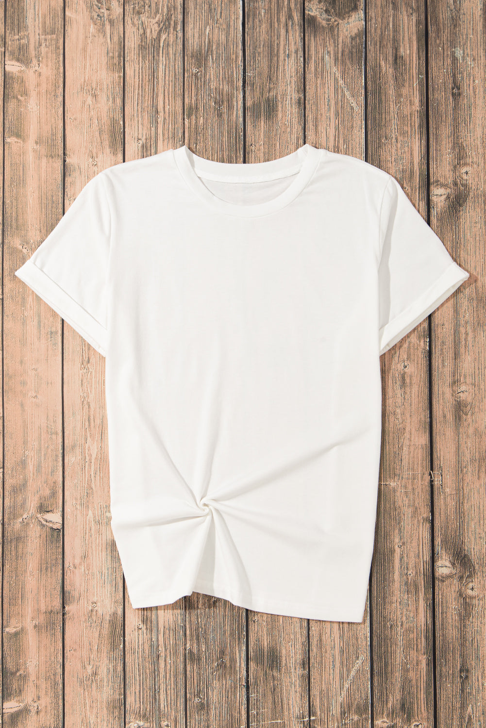 White Casual Plain Crew Neck Top