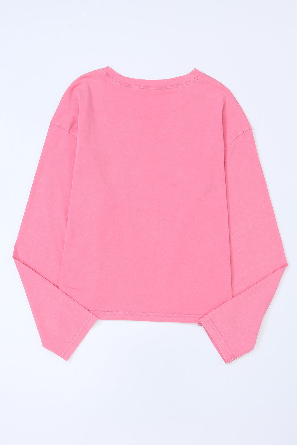 Pink Lace Patch Pocket Long Sleeve Top