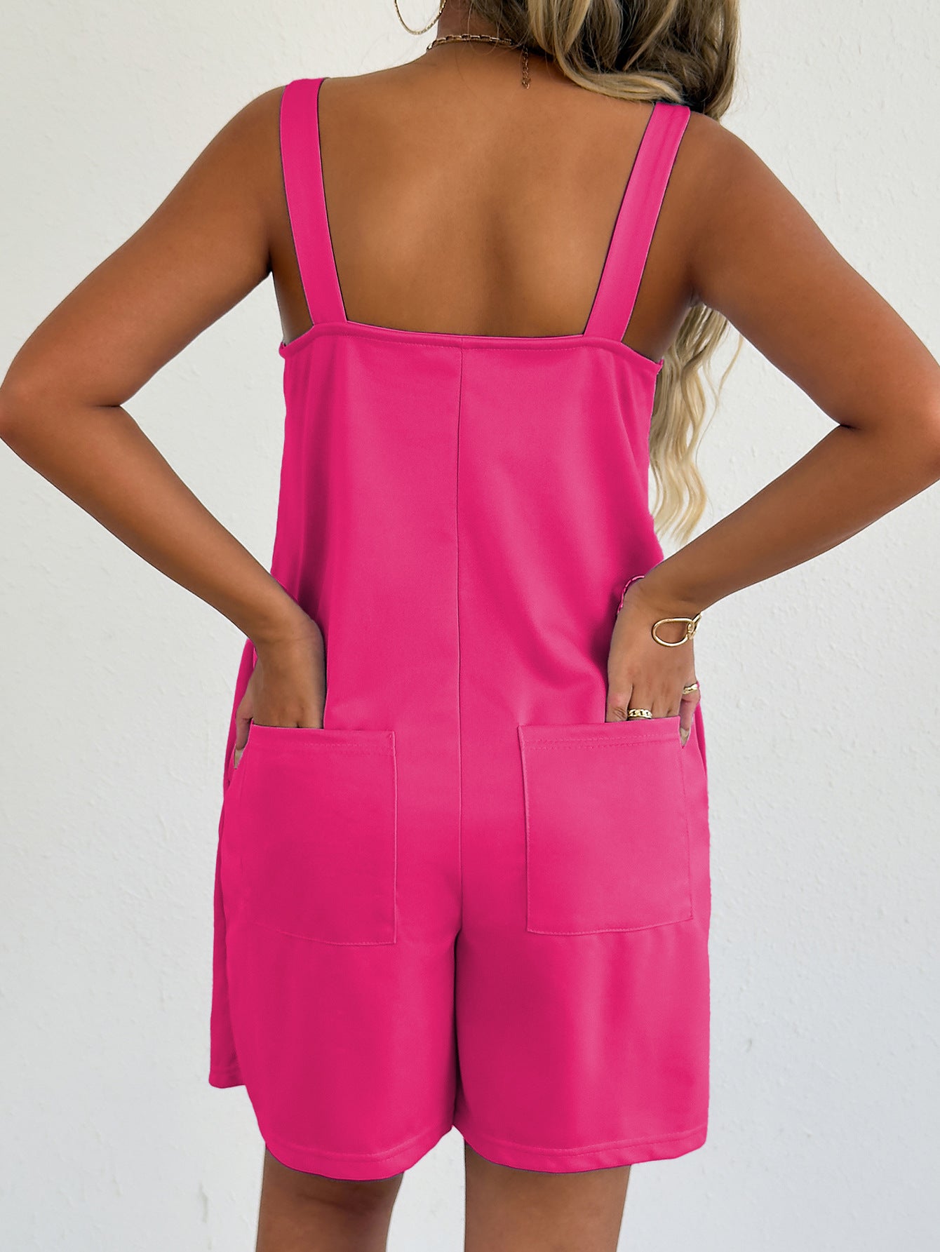 Lavendar Lane Clothing sleeveless casual romper with side pockets, lightweight and comfortable for warm weather.