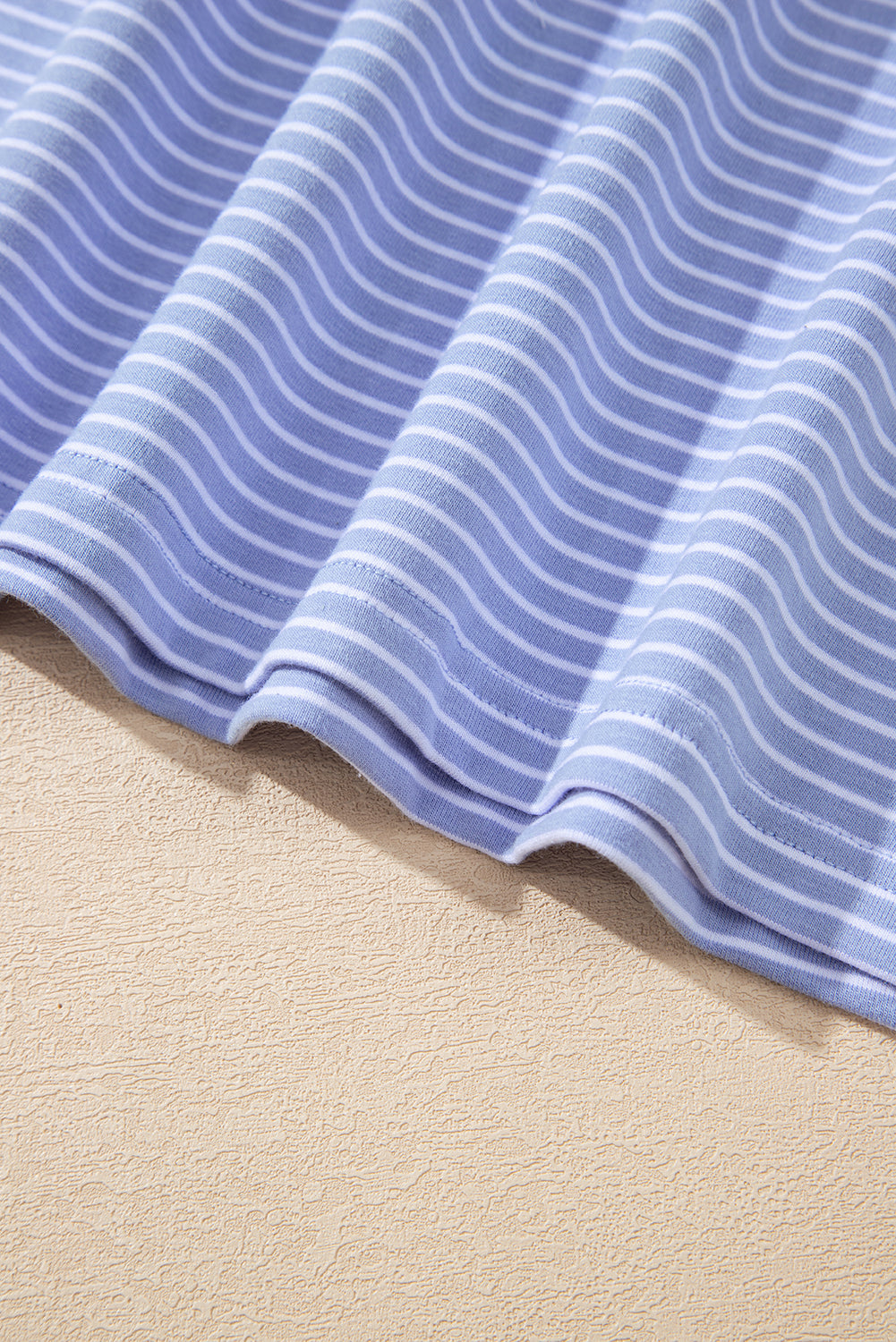 Sky blue stripe dolman sleeve polo shirt with drawstring shorts set from Lavender Lane Clothing, featuring a relaxed fit and casual style.