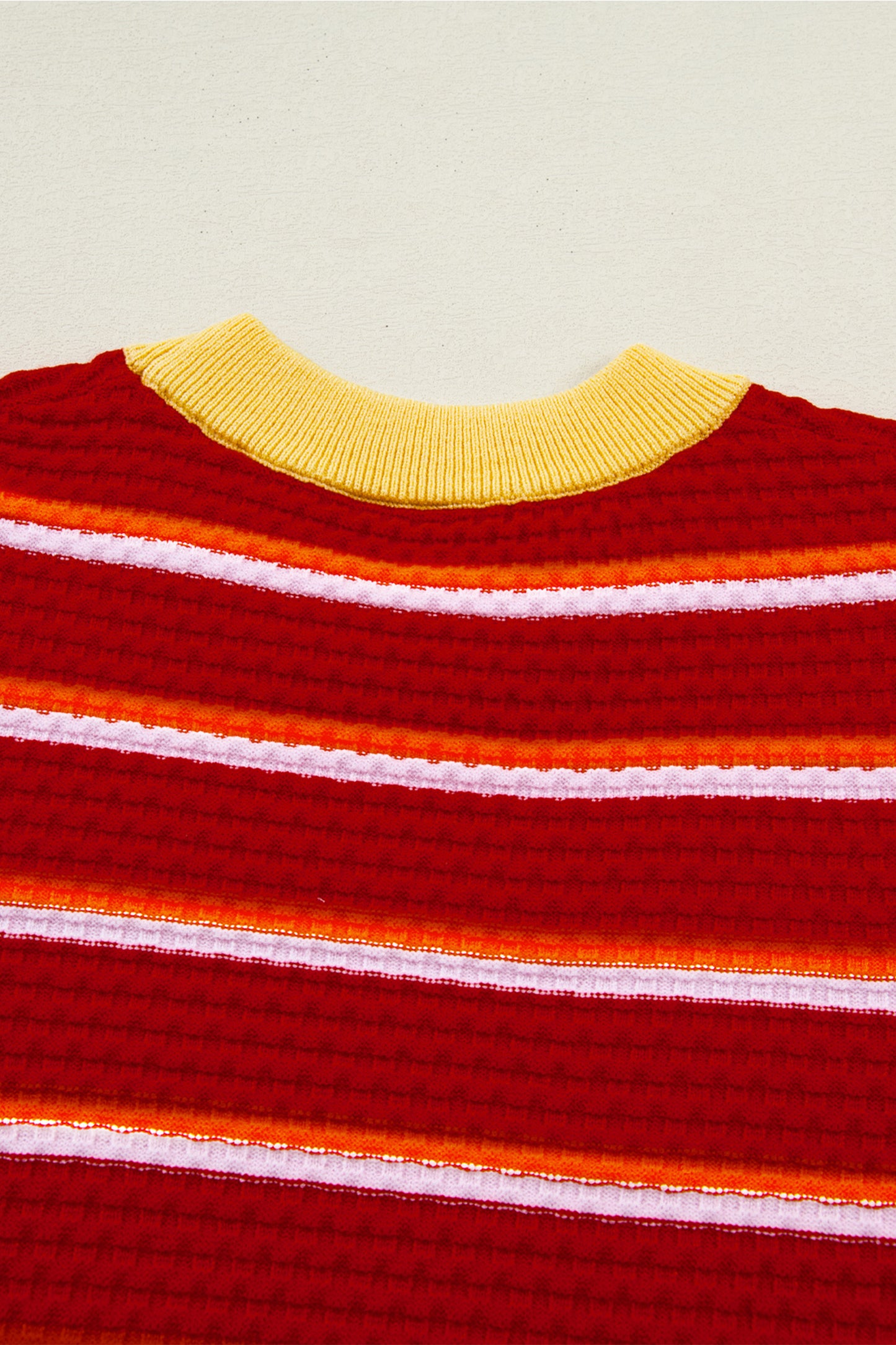 Lavendar Lane Clothing red colorblock trim half sleeve sweater top with short sleeves and stylish design.
