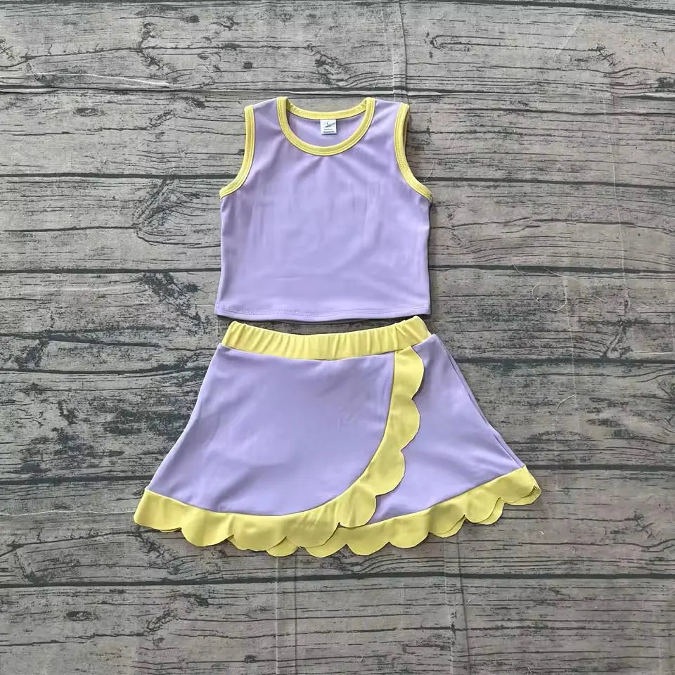 Toddler & Girls Athletic Skort Outfit. Sleeveless Summer Clothing Set, Variety of Styles.