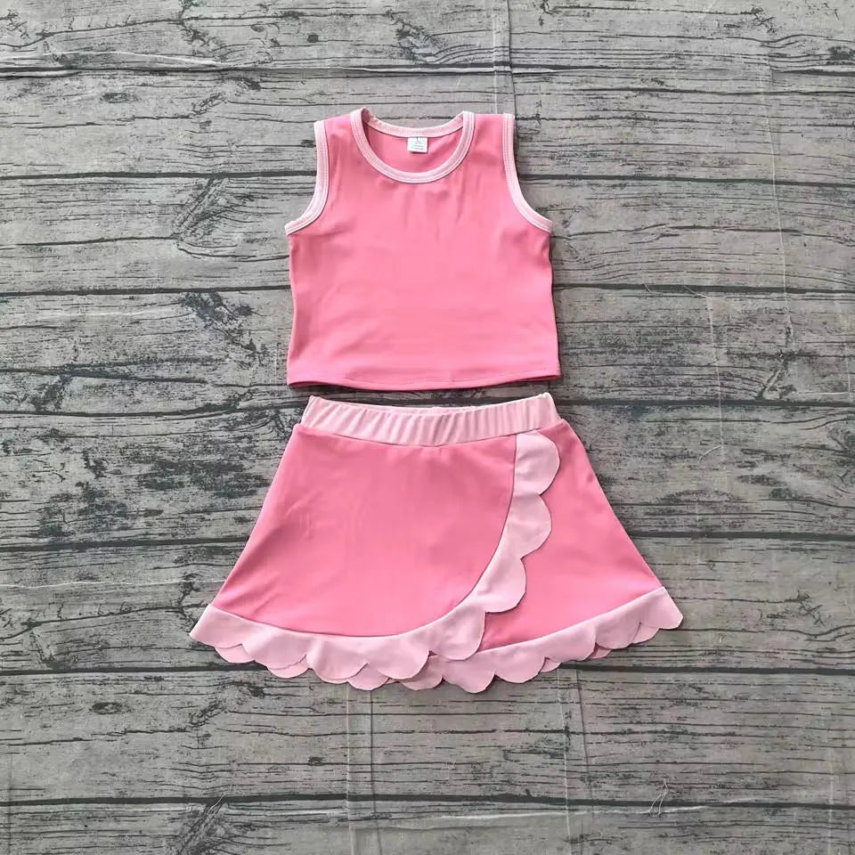 Toddler & Girls Athletic Skort Outfit. Sleeveless Summer Clothing Set, Variety of Styles.