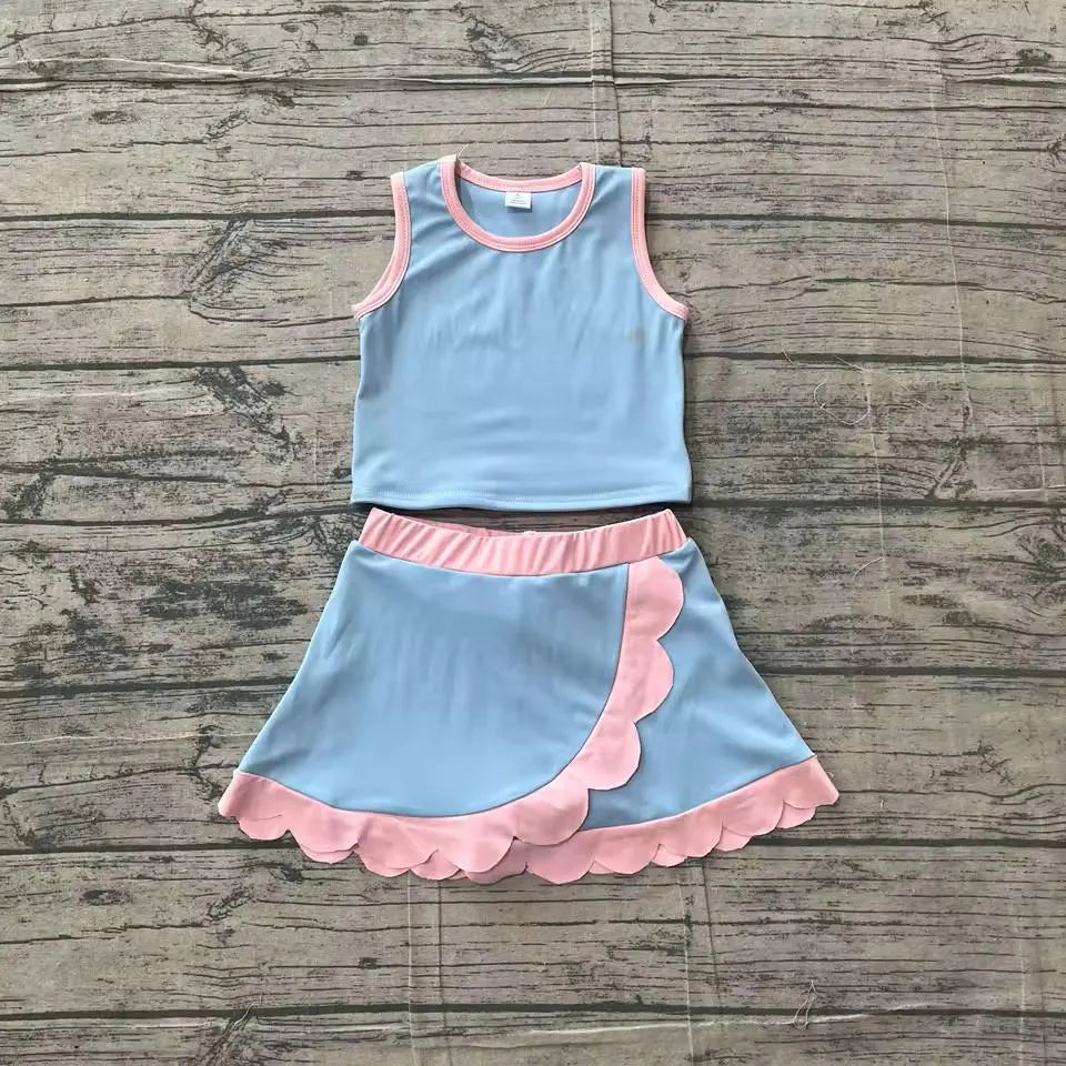 Toddler & Girls Athletic Skort Outfit. Sleeveless Summer Clothing Set, Variety of Styles.