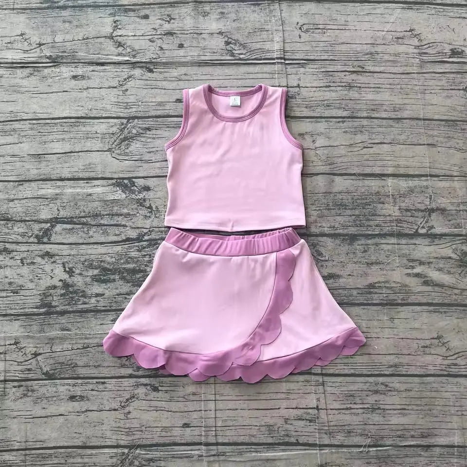 Toddler & Girls Athletic Skort Outfit. Sleeveless Summer Clothing Set, Variety of Styles.