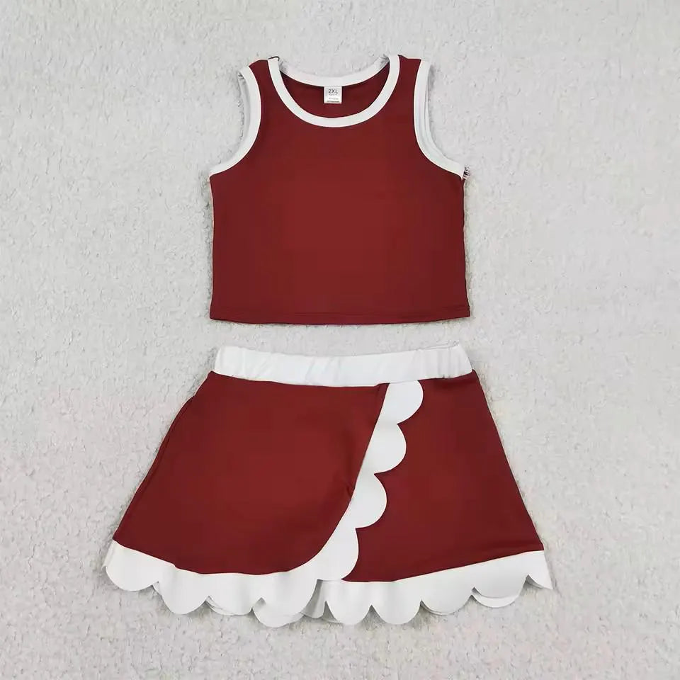 Toddler & Girls Athletic Skort Outfit. Sleeveless Summer Clothing Set, Variety of Styles.