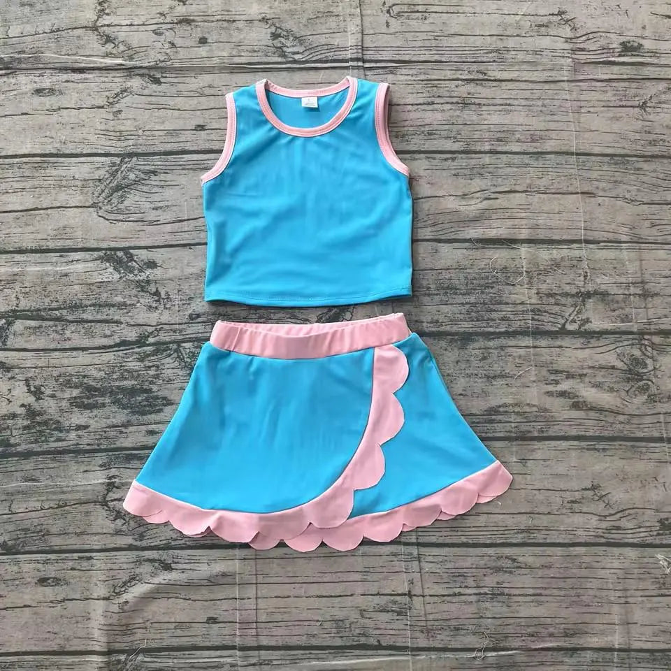 Toddler & Girls Athletic Skort Outfit. Sleeveless Summer Clothing Set, Variety of Styles.