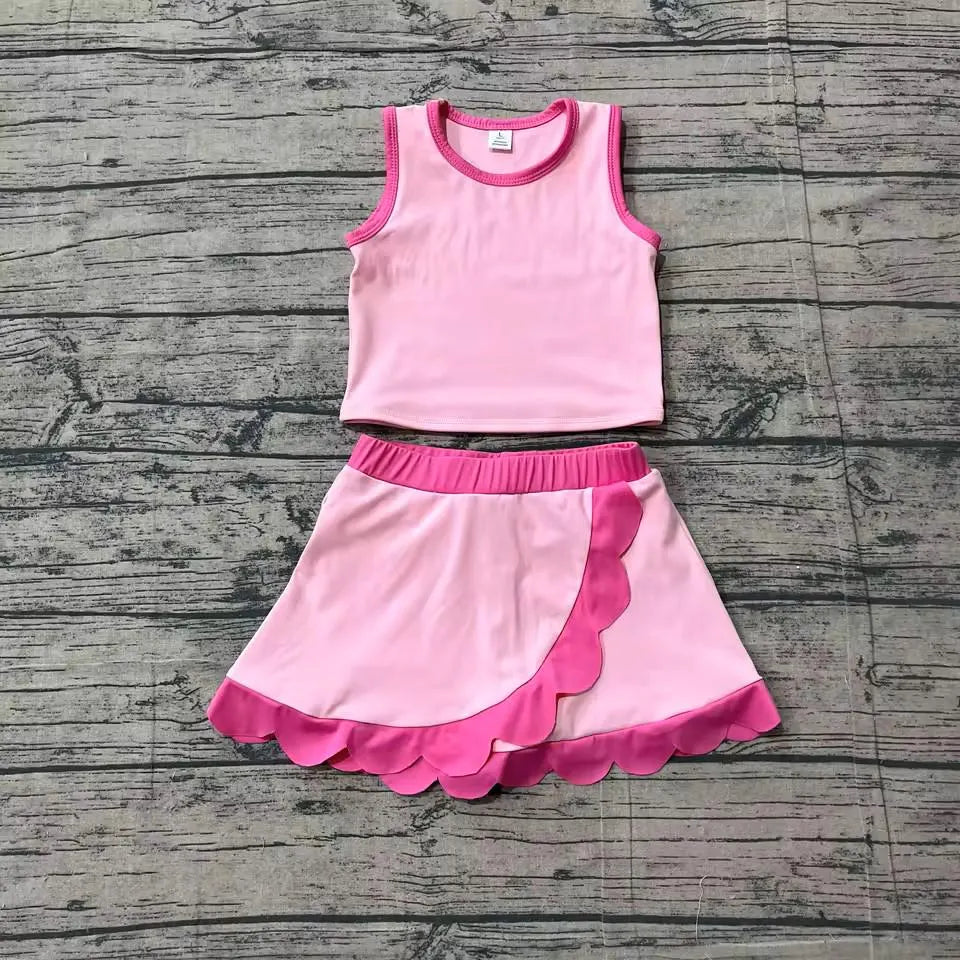 Toddler & Girls Athletic Skort Outfit. Sleeveless Summer Clothing Set, Variety of Styles.